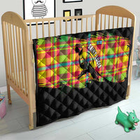 Saint Lucia Parrot Quilt with Madras Pattern and Cultural Black Motif Design - Wonder Print Shop