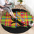 Saint Lucia Parrot Round Carpet with Madras Pattern and Cultural Black Motif Design - Wonder Print Shop