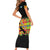 Saint Lucia Parrot Short Sleeve Bodycon Dress with Madras Pattern and Cultural Black Motif Design - Wonder Print Shop