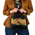 Saint Lucia Parrot Shoulder Handbag with Madras Pattern and Cultural Black Motif Design - Wonder Print Shop