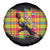 Saint Lucia Parrot Spare Tire Cover with Madras Pattern and Cultural Black Motif Design - Wonder Print Shop