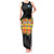 Saint Lucia Parrot Tank Maxi Dress with Madras Pattern and Cultural Black Motif Design - Wonder Print Shop