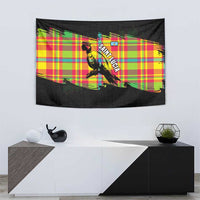 Saint Lucia Parrot Tapestry with Madras Pattern and Cultural Black Motif Design - Wonder Print Shop