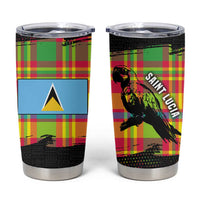 Saint Lucia Parrot Tumbler Cup with Madras Pattern and Cultural Black Motif Design - Wonder Print Shop