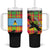 Saint Lucia Parrot Tumbler With Handle with Madras Pattern and Cultural Black Motif Design - Wonder Print Shop