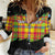 Saint Lucia Parrot Women Casual Shirt with Madras Pattern and Cultural Black Motif Design - Wonder Print Shop