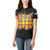 Saint Lucia Parrot Women Polo Shirt with Madras Pattern and Cultural Black Motif Design - Wonder Print Shop