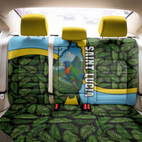 Saint Lucia Parrot Back Car Seat Cover with Tropical Palm Leaf and Flag Color Wave Design - Wonder Print Shop