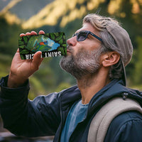 Saint Lucia Parrot 4 in 1 Can Cooler Tumbler with Tropical Palm Leaf and Flag Color Wave Design - Wonder Print Shop