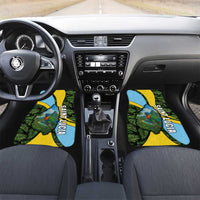 Saint Lucia Parrot Car Mats with Tropical Palm Leaf and Flag Color Wave Design - Wonder Print Shop