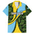 Saint Lucia Parrot Hawaiian Shirt with Tropical Palm Leaf and Flag Color Wave Design - Wonder Print Shop