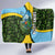 Saint Lucia Parrot Hooded Blanket with Tropical Palm Leaf and Flag Color Wave Design - Wonder Print Shop