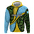 Saint Lucia Parrot Hoodie with Tropical Palm Leaf and Flag Color Wave Design - Wonder Print Shop