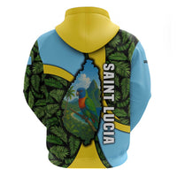 Saint Lucia Parrot Hoodie with Tropical Palm Leaf and Flag Color Wave Design - Wonder Print Shop