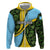 Saint Lucia Parrot Hoodie with Tropical Palm Leaf and Flag Color Wave Design - Wonder Print Shop