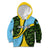 Saint Lucia Parrot Kid Hoodie with Tropical Palm Leaf and Flag Color Wave Design - Wonder Print Shop