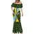 Saint Lucia Parrot Mermaid Dress with Tropical Palm Leaf and Flag Color Wave Design - Wonder Print Shop