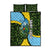 Saint Lucia Parrot Quilt Bed Set with Tropical Palm Leaf and Flag Color Wave Design - Wonder Print Shop