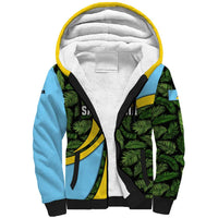 Saint Lucia Parrot Sherpa Hoodie with Tropical Palm Leaf and Flag Color Wave Design - Wonder Print Shop