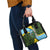 Saint Lucia Parrot Shoulder Handbag with Tropical Palm Leaf and Flag Color Wave Design - Wonder Print Shop