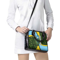Saint Lucia Parrot Shoulder Handbag with Tropical Palm Leaf and Flag Color Wave Design - Wonder Print Shop