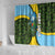Saint Lucia Parrot Shower Curtain with Tropical Palm Leaf and Flag Color Wave Design - Wonder Print Shop