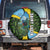 Saint Lucia Parrot Spare Tire Cover with Tropical Palm Leaf and Flag Color Wave Design - Wonder Print Shop