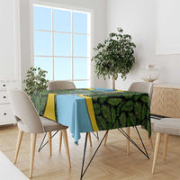 Saint Lucia Parrot Tablecloth with Tropical Palm Leaf and Flag Color Wave Design - Wonder Print Shop