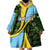 Saint Lucia Parrot Wearable Blanket Hoodie with Tropical Palm Leaf and Flag Color Wave Design - Wonder Print Shop