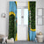 Saint Lucia Parrot Window Curtain with Tropical Palm Leaf and Flag Color Wave Design - Wonder Print Shop