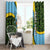 Saint Lucia Parrot Window Curtain with Tropical Palm Leaf and Flag Color Wave Design - Wonder Print Shop