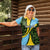 Saint Lucia Parrot Women Polo Shirt with Tropical Palm Leaf and Flag Color Wave Design - Wonder Print Shop