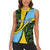 Saint Lucia Parrot Women Sleeveless Polo Shirt with Tropical Palm Leaf and Flag Color Wave Design - Wonder Print Shop