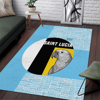 Saint Lucia Graphic Parrot Area Rug with Tribal Pattern and Minimalist Blue Black Design - Wonder Print Shop