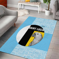 Saint Lucia Graphic Parrot Area Rug with Tribal Pattern and Minimalist Blue Black Design - Wonder Print Shop