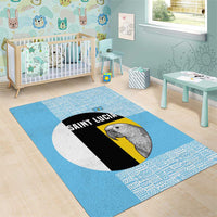 Saint Lucia Graphic Parrot Area Rug with Tribal Pattern and Minimalist Blue Black Design - Wonder Print Shop