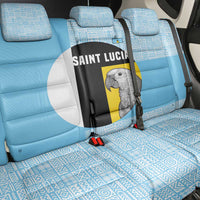 Saint Lucia Graphic Parrot Back Car Seat Cover with Tribal Pattern and Minimalist Blue Black Design - Wonder Print Shop