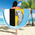 Saint Lucia Graphic Parrot Beach Blanket with Tribal Pattern and Minimalist Blue Black Design - Wonder Print Shop