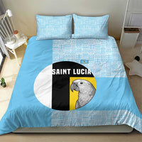 Saint Lucia Graphic Parrot Bedding Set with Tribal Pattern and Minimalist Blue Black Design - Wonder Print Shop