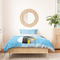 Saint Lucia Graphic Parrot Bedding Set with Tribal Pattern and Minimalist Blue Black Design - Wonder Print Shop