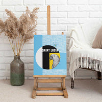 Saint Lucia Graphic Parrot Canvas Wall Art with Tribal Pattern and Minimalist Blue Black Design - Wonder Print Shop