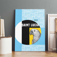 Saint Lucia Graphic Parrot Canvas Wall Art with Tribal Pattern and Minimalist Blue Black Design - Wonder Print Shop