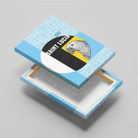 Saint Lucia Graphic Parrot Canvas Wall Art with Tribal Pattern and Minimalist Blue Black Design - Wonder Print Shop