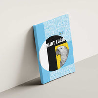 Saint Lucia Graphic Parrot Canvas Wall Art with Tribal Pattern and Minimalist Blue Black Design - Wonder Print Shop