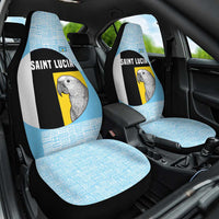 Saint Lucia Graphic Parrot Car Seat Cover with Tribal Pattern and Minimalist Blue Black Design - Wonder Print Shop