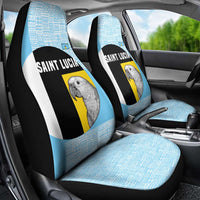 Saint Lucia Graphic Parrot Car Seat Cover with Tribal Pattern and Minimalist Blue Black Design - Wonder Print Shop