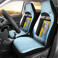Saint Lucia Graphic Parrot Car Seat Cover with Tribal Pattern and Minimalist Blue Black Design - Wonder Print Shop