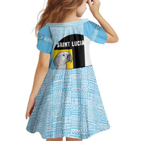 Saint Lucia Graphic Parrot Family Matching Off Shoulder Maxi Dress and Hawaiian Shirt with Tribal Pattern and Minimalist Blue Black Design - Wonder Print Shop