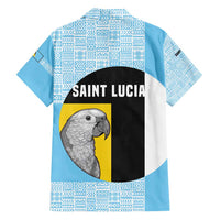 Saint Lucia Graphic Parrot Family Matching Tank Maxi Dress and Hawaiian Shirt with Tribal Pattern and Minimalist Blue Black Design - Wonder Print Shop