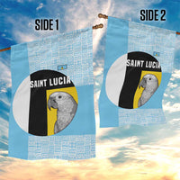 Saint Lucia Graphic Parrot Garden Flag with Tribal Pattern and Minimalist Blue Black Design - Wonder Print Shop